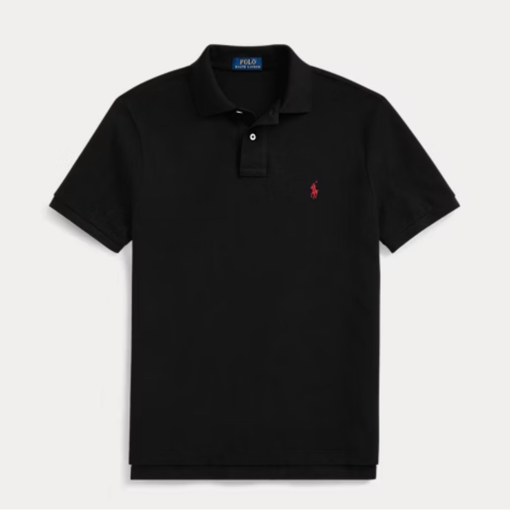 NWT, Ralph Lauren The Iconic Mesh Polo Shirt Custom Slim fit, Black/Red, M, X31
